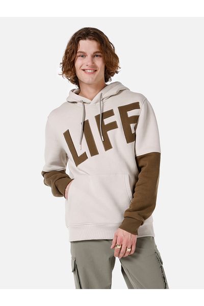 Colin's Stone Color Hooded Regular Fit Men's Sweatshirt - Cl 1061633