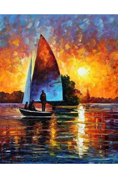 MARCEL SANAT Leonid Afremov Style - Sailboat Pixart Dress Mosaic Painting Diamond Turkey Diamond Mosaic Painting Diam
