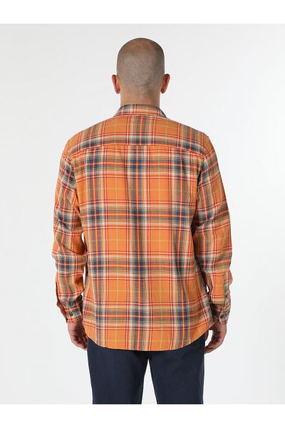 Colin's Cămașă galbenă cu mânecă lungă în carouri pentru bărbați - Regular Fit Cl 1061639