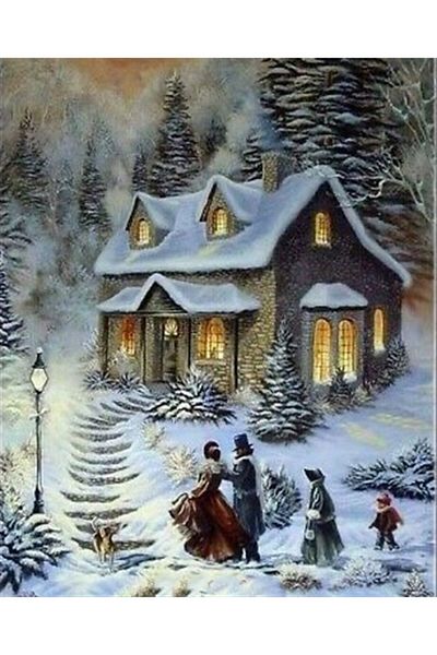 MARCEL SANAT Home Introduction in a Snowy Day Diamond Mosaic Painting 43x53cm