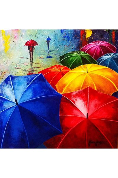 MARCEL SANAT Colorful Umbrellas Diamond Mosaic Painting 56x56cm