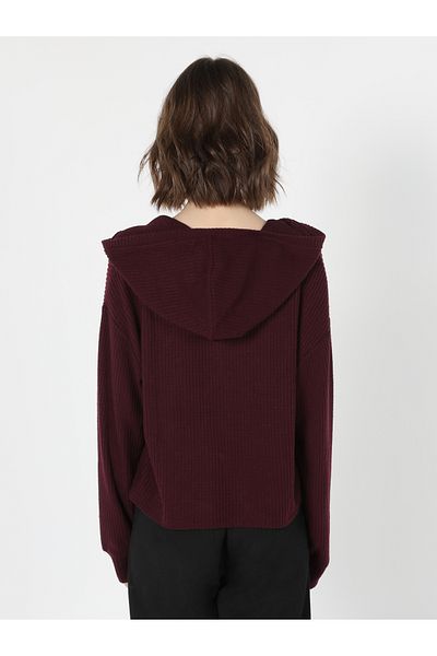 Colin's Tricou cu mânecă lungă pentru femei, roșu Claret imprimat - cu glugă, croiala normală Cl1061002