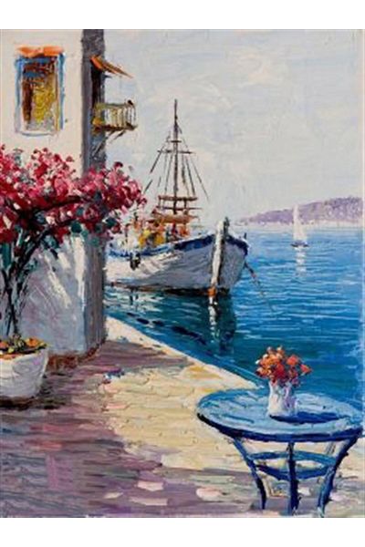 MARCEL SANAT Seaside Town Landscape Diamond Mosaic Painting 41x56cm
