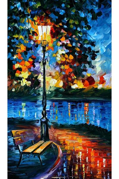 MARCEL SANAT Leonid Afremov Bench Diamond Mosaic Painting by the Sea 33x55cm