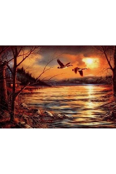 MARCEL SANAT Geese in Sunset Diamond Mosaic Painting 71x51