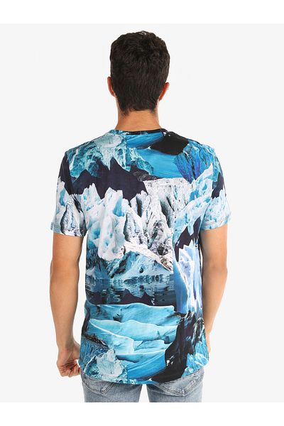 Colin's Tricou cu imprimeu albastru cu gât crew pentru bărbați - Regular Fit, mânecă scurtă Cl 1060074