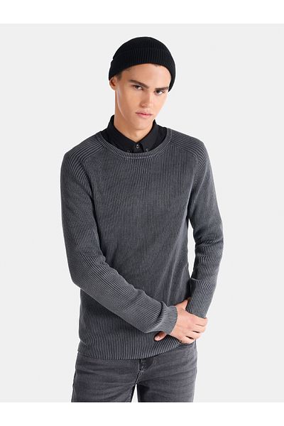Colin's Anthracite Slim Fit Men's Sweater - Crew Neck CL 1061736