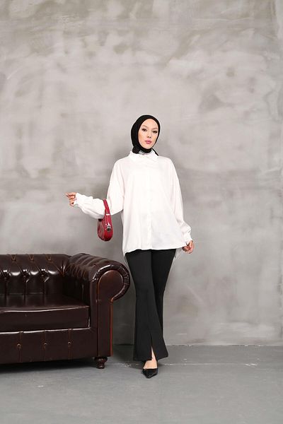 Nergis Neva Butik تونيك بأكمام بالون من الساتان