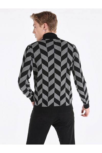 Colin's Jumătate de gât țesut - Pulover negru pentru bărbați, slim fit, Cl 1061738