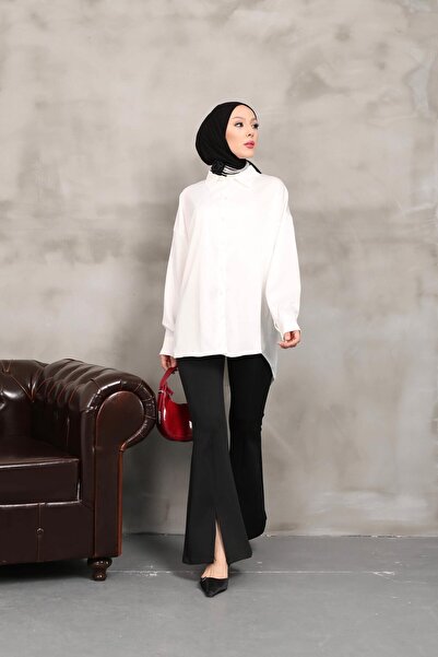 Nergis Neva Butik Satin Balloon Sleeve Tunic