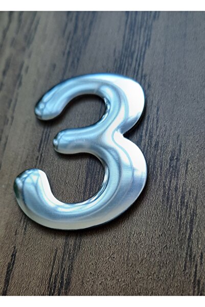 Hırdavat 4.2 Cm Metal Krom Kendinden Yapışkanlı Kapı Numarası No3