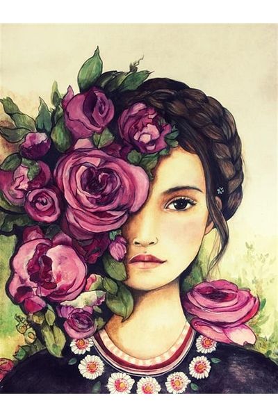 MARCEL SANAT Pink Roses in My Face Pixart Art Diamond Mosaic Painting Diamond Turkey 41*53