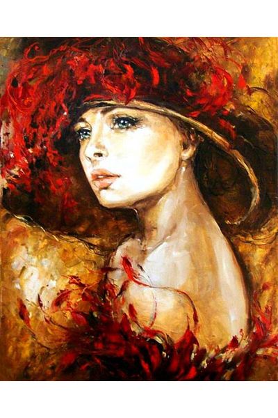 MARCEL SANAT Red Woman Marcel Art Diamond Mosaic Painting 41x51cm