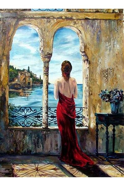 MARCEL SANAT Woman in Red Dress Diamond Mosaic Painting 41x56cm