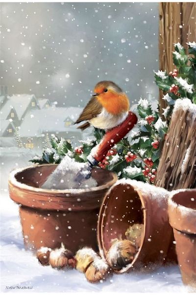 Marcel Kristal Tablo Little Bird Snow Delight Marcel Art Diamond Mosaic Painting 43x63cm