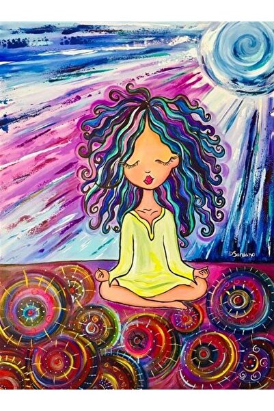 Marcel Kristal Tablo Renkli Yogi Marcel Sanat Elmas Mozaik Tablo 53x74cm