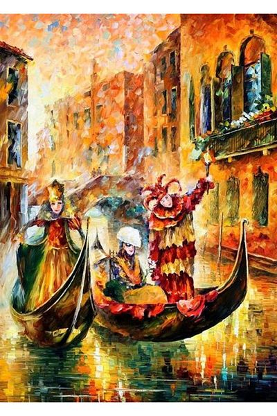 Marcel Kristal Tablo Leonid Afremov Style Carnival in Venice Marcel Art Diamond Mosaic Painting 46x64cm