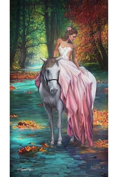 MARCEL SANAT 33x60cm in the Magic Forest - Fairy and White Diamond Mosaic Painting