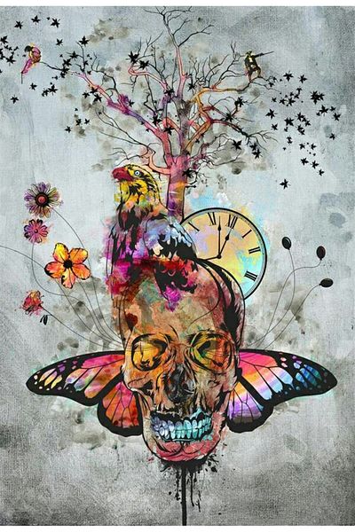 MARCEL SANAT Skull Butterfly Wing Diamond Mosaic Painting 40X60Cm