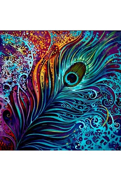 MARCEL SANAT 56x56 Cm Colorful Feather Diamond Mosaic Painting
