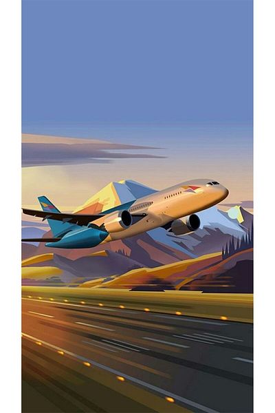 Marcel Kristal Tablo Airplane Marcel Art Diamond Mosaic Painting 36x64cm