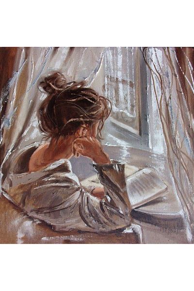 MARCEL SANAT Girl Reading a Book Diamond Mosaic Painting 56x56 Cm
