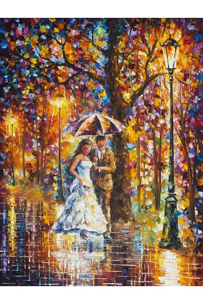 MARCEL SANAT Leonid Afremov Rain And Bride Diamond Mosaic Painting 40x55cm