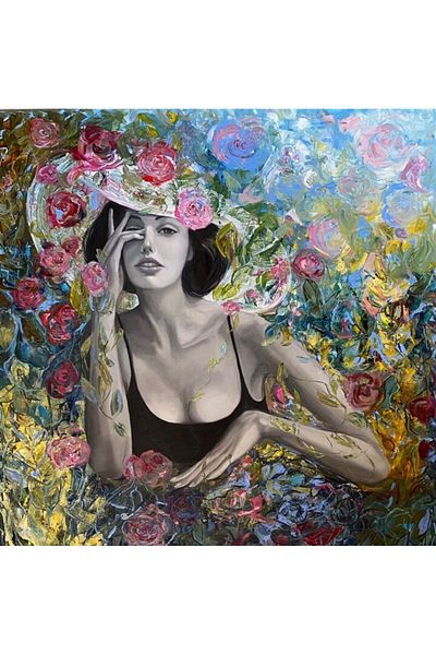 Marcel Kristal Tablo Flowers in My Dreams Marcel Art Diamond Mosaic Painting 74x74cm