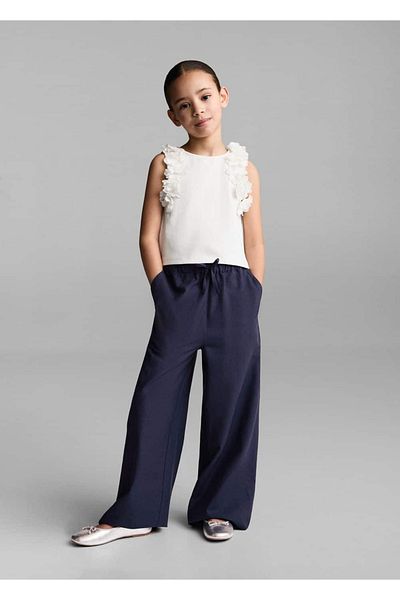 MANGO Kids Pantaloni albastru închis pentru copii