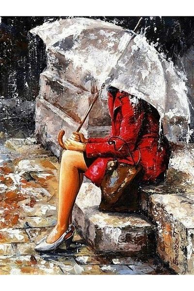 MARCEL SANAT Woman with Umbrella Pixart Art Diamond Mosaic Painting Diamond Turkey 38*51
