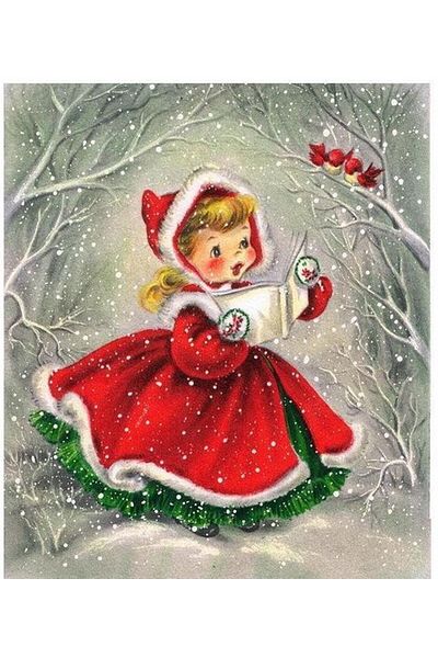 Marcel Kristal Tablo Little Girl at Christmas Marcel Art Diamond Mosaic Painting 53x61cm