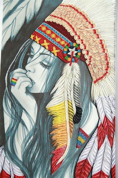 MARCEL SANAT Native American Woman Diamond Mosaic Painting 41x61cm