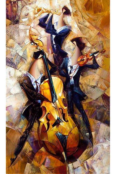 Marcel Kristal Tablo Μουσικοί Μοτίβο Marcel Art Diamond Μωσαϊκό Πίνακας 48x79cm