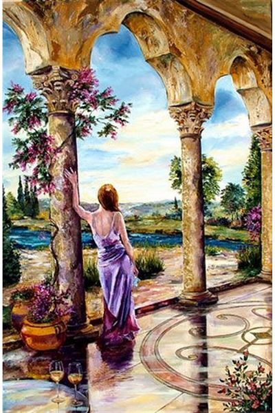 MARCEL SANAT Woman in Purple Dress Pixart Art Diamond Mosaic Painting Diamond Turkey 36*53