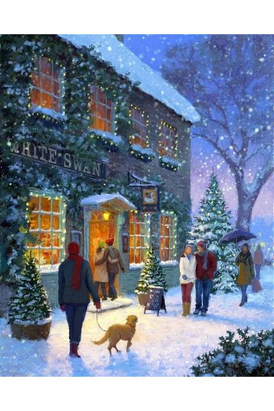 MARCEL SANAT People Walking on the Street in Christmas Diamond Mosaic Painting 53x69cm