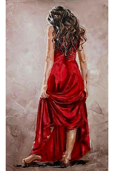 MARCEL SANAT Girl in Red Dress Pixart Art Diamond Mosaic Painting Diamond Turkey 36*58