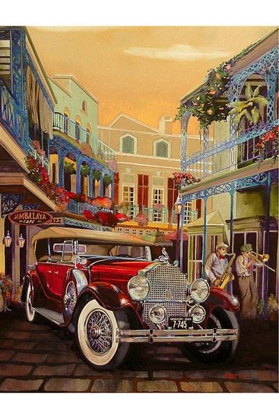 Marcel Kristal Tablo Vintage Red Car Marcel Art Diamond Mosaic Painting 58x76cm