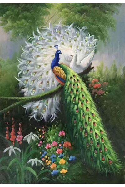 Marcel Kristal Tablo Peacocks in Love Marcel Art Diamond Mosaic Painting 53x79cm