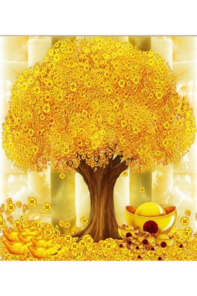 Marcel Kristal Tablo Money Tree-Blessing Tree Marcel Art Diamond Mosaic Painting 56x64 Cm