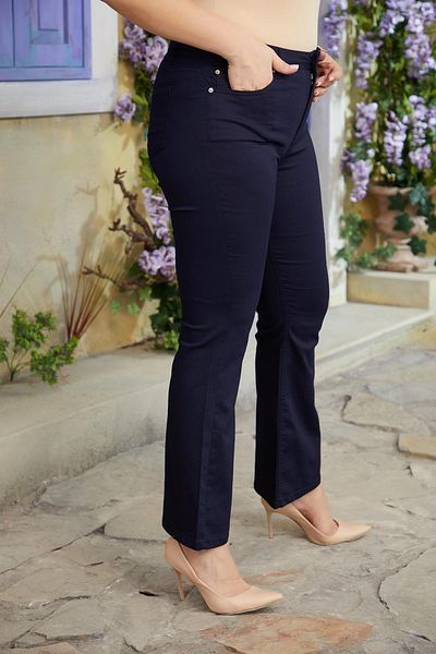 RMG Navy Blue Large Size Cotton Spanish Leg Trousers