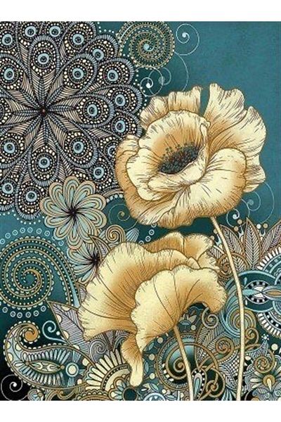 MARCEL SANAT Cream Colored Flowers Diamond Mosaic Painting 51x69cm