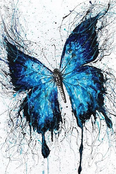 MARCEL SANAT Butterfly Diamond Mosaic Painting in Blue Color 43x65cm