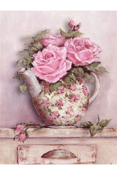 Marcel Kristal Tablo إبريق شاي بورسلين بالورود 48x64 سم