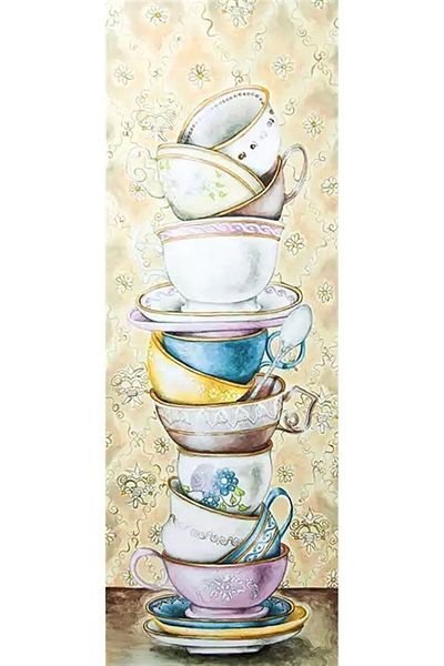 Marcel Kristal Tablo Cups Diamond Mosaic Painting 30x60 cm