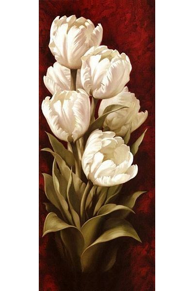 MARCEL SANAT White Tulips Diamond Mosaic Painting 25x66cm