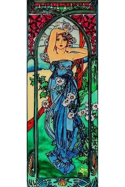 MARCEL SANAT Woman Wrapped in Daisies Diamond Mosaic Painting 25x66cm