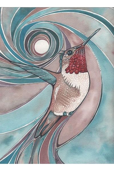 Marcel Kristal Tablo Bee Hummingbird Marcel Art Diamond Mosaic Painting 53x74cm