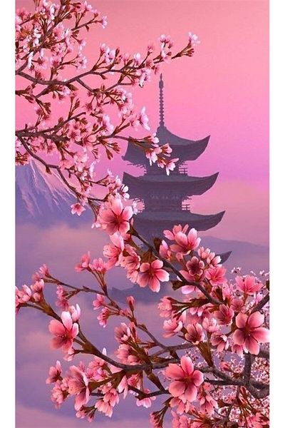Marcel Kristal Tablo Cherry Blossoms Marcel Art Diamond Mosaic Painting 33x58cm