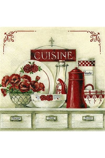 MARCEL SANAT Red Kitchen Decoration Painting 53x53cm