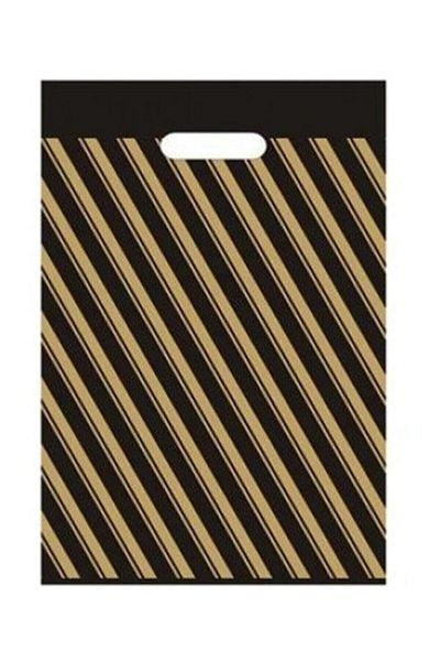 Mezpack Ambalaj 26X38 Black Diagonel Reinforced Store Bag - Pack of 50